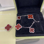 [sparkle Jewelry ]CLOVER 5 MOTIFS SIVLER CARNELIAN BRACELET