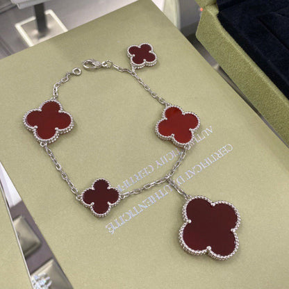 [sparkle Jewelry ]CLOVER 5 MOTIFS SIVLER CARNELIAN BRACELET
