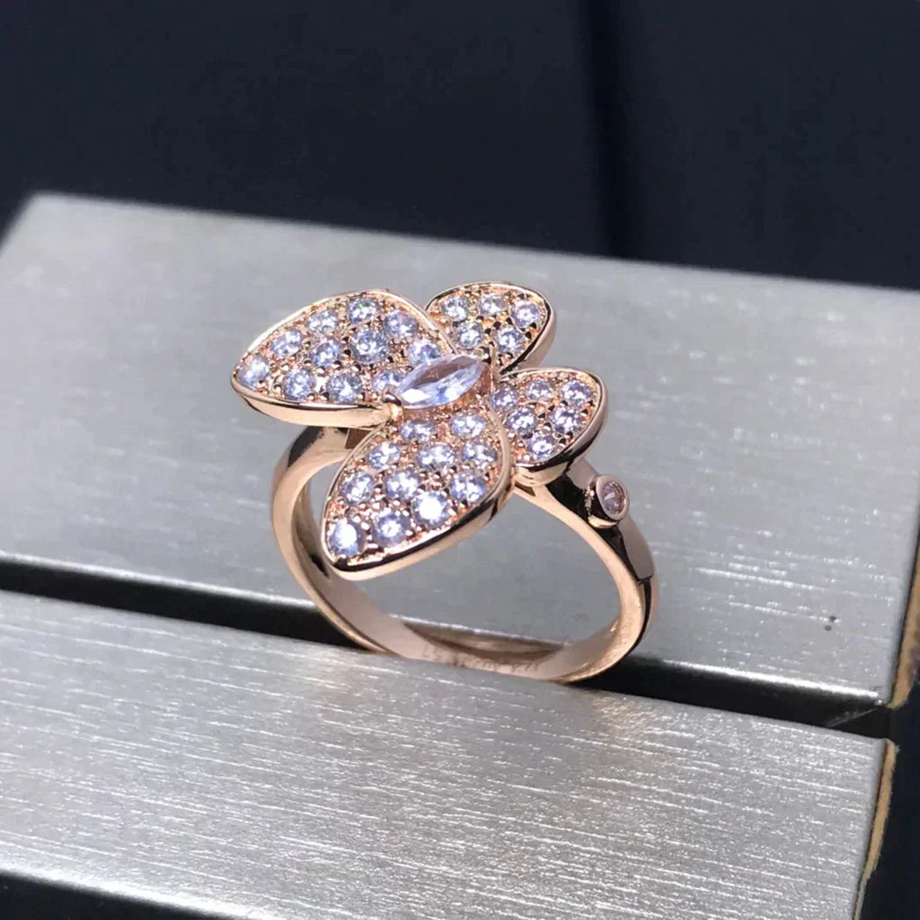 [sparkle Jewelry ]BUTTERFLY PINK GOLD DIAMOND RING