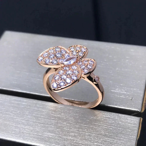 [sparkle Jewelry ]BUTTERFLY PINK GOLD DIAMOND RING