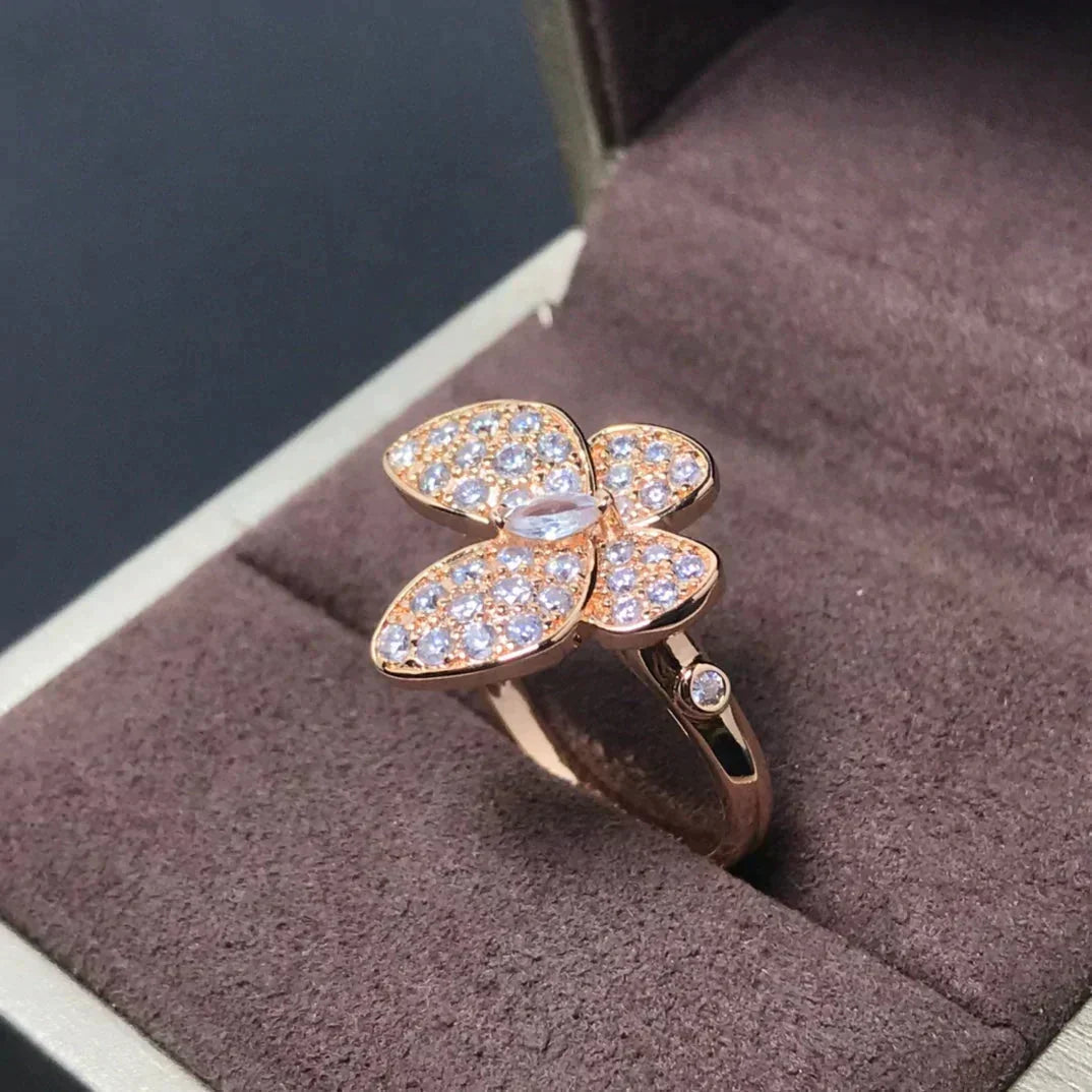 [sparkle Jewelry ]BUTTERFLY PINK GOLD DIAMOND RING