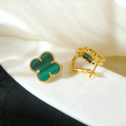 [sparkle Jewelry ]CLOVER MEDIUM 1 MOTIFS MALACHITE  EARRINGS