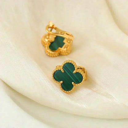 [sparkle Jewelry ]CLOVER MEDIUM 1 MOTIFS MALACHITE  EARRINGS