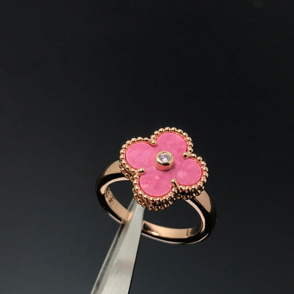 [sparkle Jewelry ]CLOVER RHODONITE ROSE GOLD RING