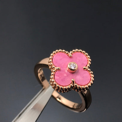 [sparkle Jewelry ]CLOVER RHODONITE ROSE GOLD RING