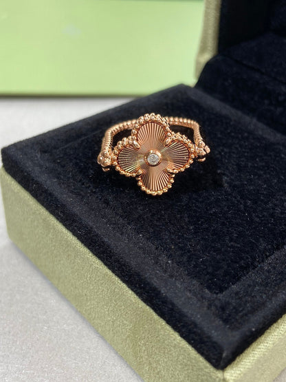 [Sparkle]LUCKY CLOVER ROSE GOLD REVERSIBLE RING