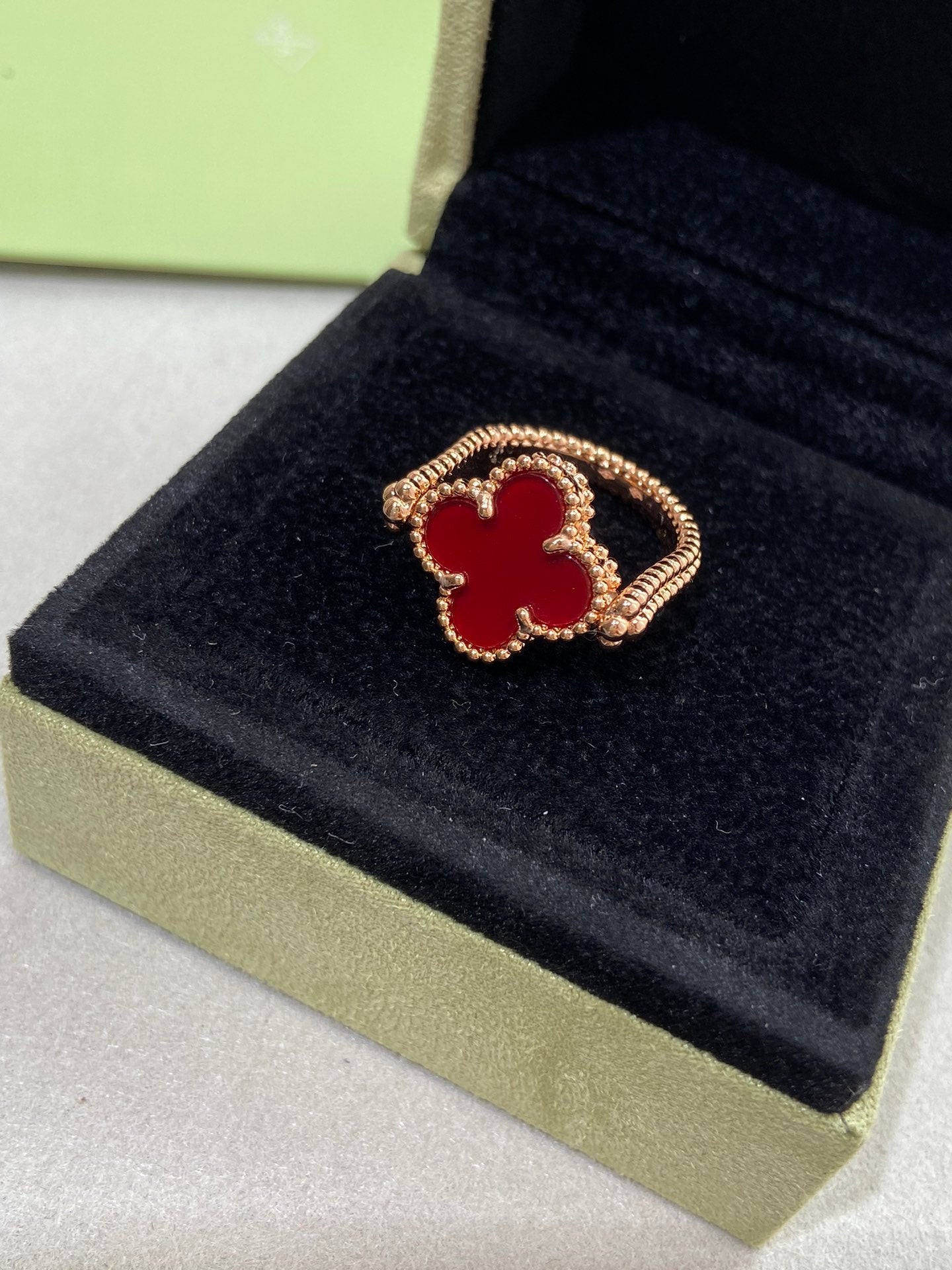 [Sparkle]LUCKY CLOVER ROSE GOLD REVERSIBLE RING