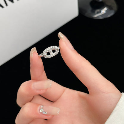 [Sparkle]RUNDER KLEINER SILBERNER DIAMANTRING