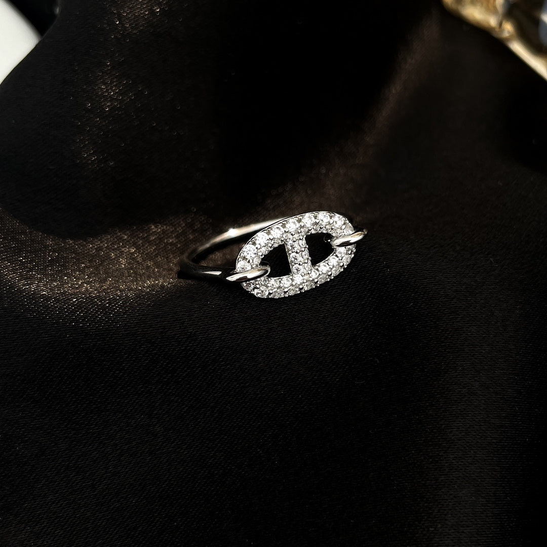 [Sparkle]RUNDER KLEINER SILBERNER DIAMANTRING