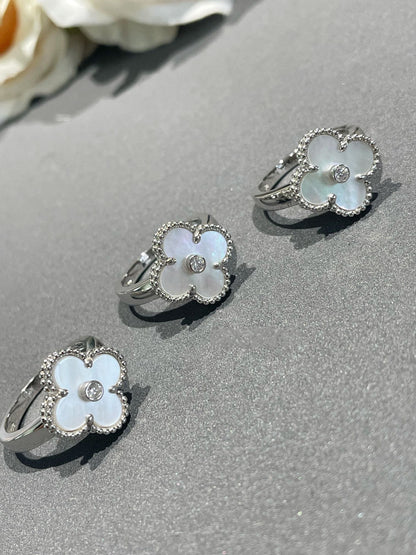 [sparkle Jewelry ]CLOVER SILVER MOP DIAMOND RING