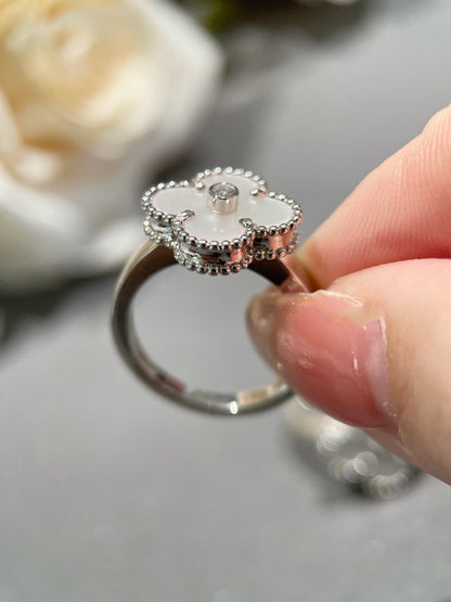 [sparkle Jewelry ]CLOVER SILVER MOP DIAMOND RING