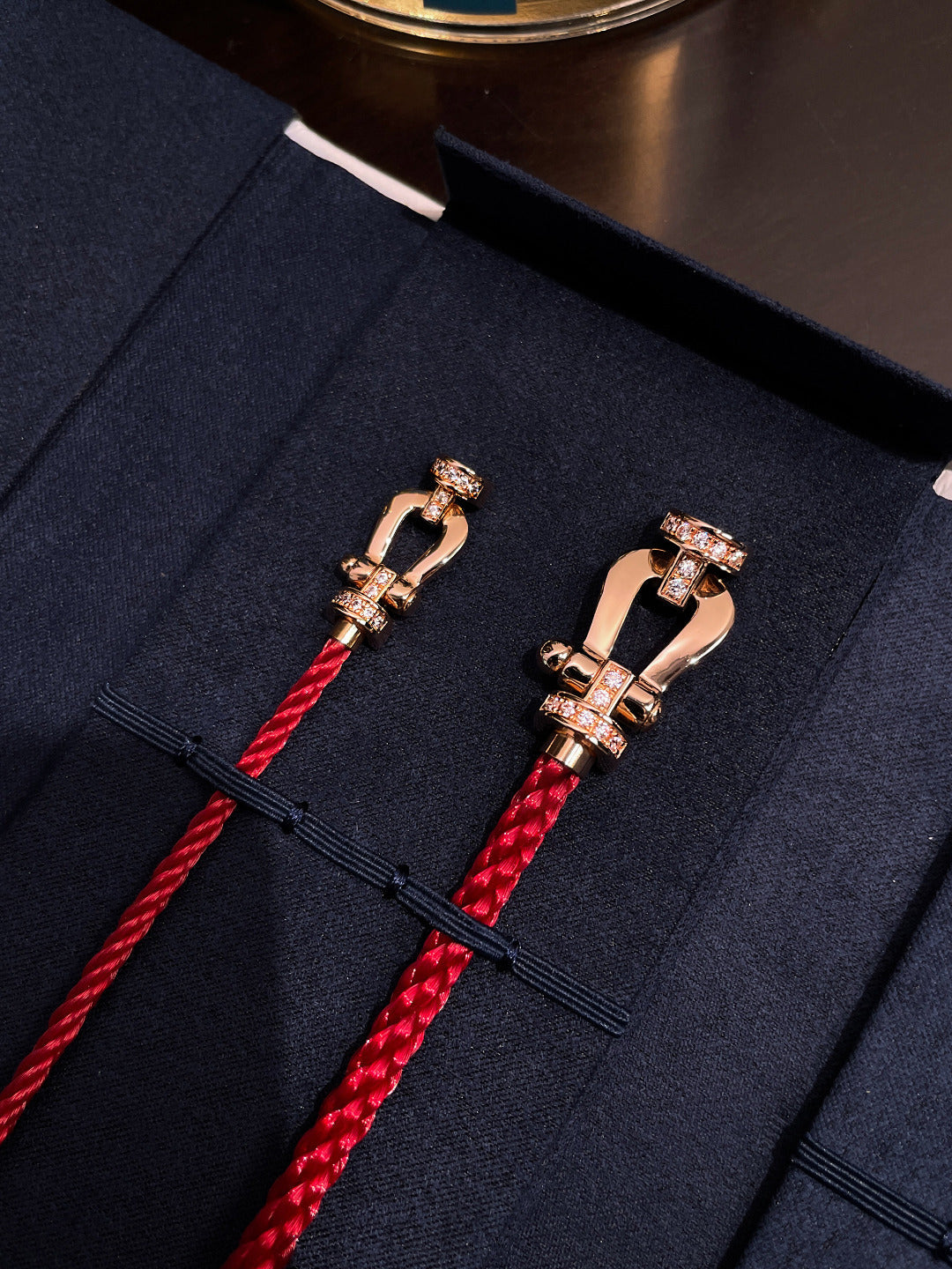 [sparkle Jewelry ]FORCE 10 HALF DIAMOND PINK GOLD RED CORDERI LARGE AND MEDIUM MODEL