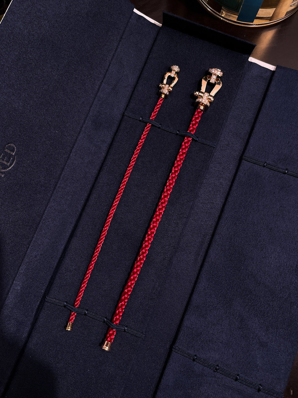 [sparkle Jewelry ]FORCE 10 HALF DIAMOND PINK GOLD RED CORDERI LARGE AND MEDIUM MODEL