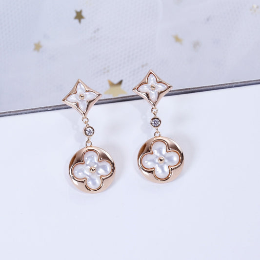 [Sparkle]スター＆サン ローズゴールドMOPドロップピアス