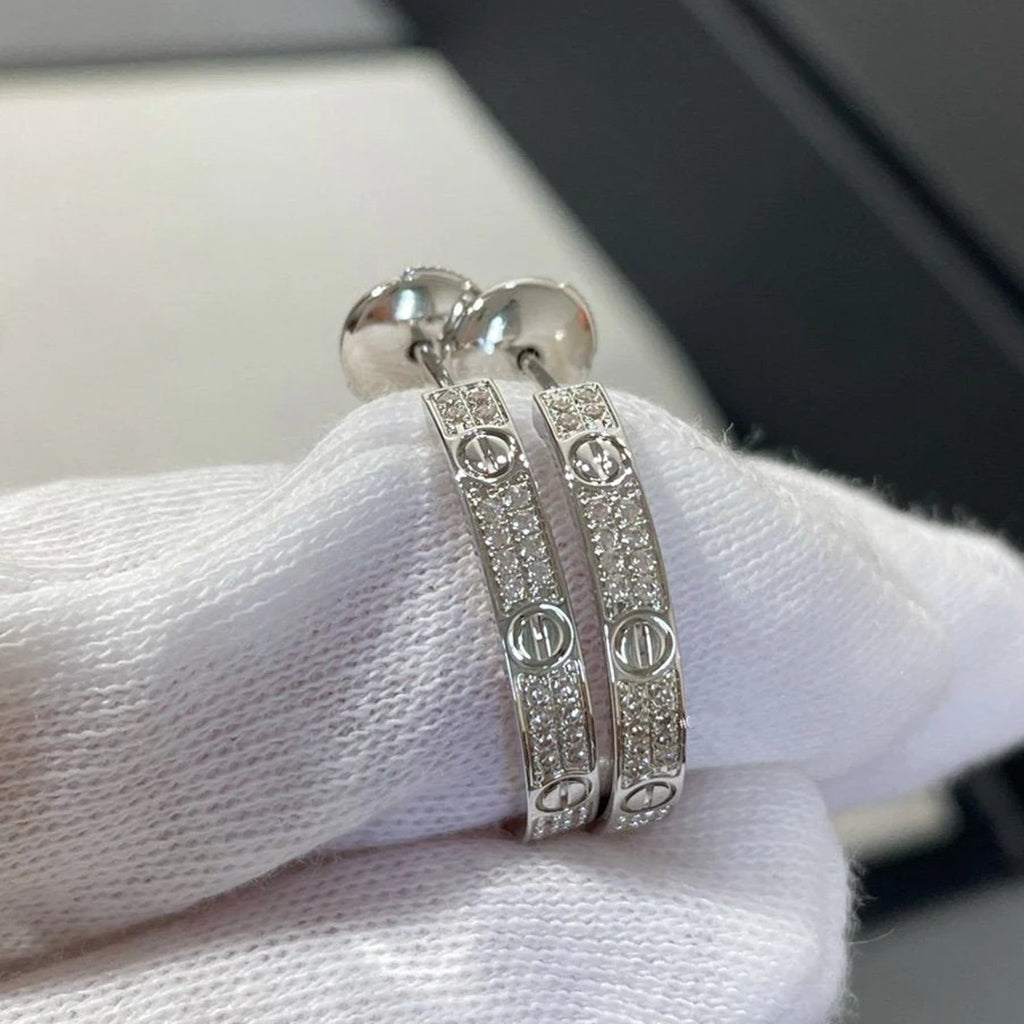 [sparkle Jewelery]LOVE EARRINGS 3.6MM DIAMOND PAVED