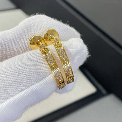 [sparkle Jewelery]LOVE EARRINGS 3.6MM DIAMOND PAVED