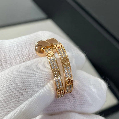 [sparkle Jewelery]LOVE EARRINGS 3.6MM DIAMOND PAVED