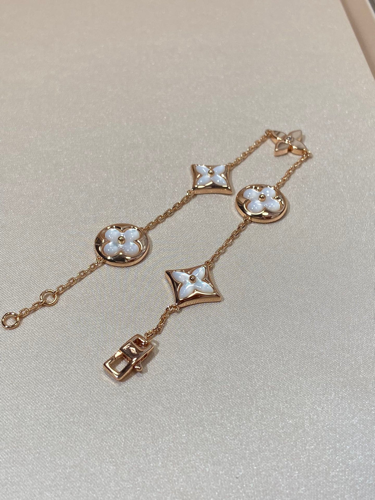 [sparkle Jewelry ]STAR AND SUN 5 MOTIF MOP PINK GOLD BRACELET