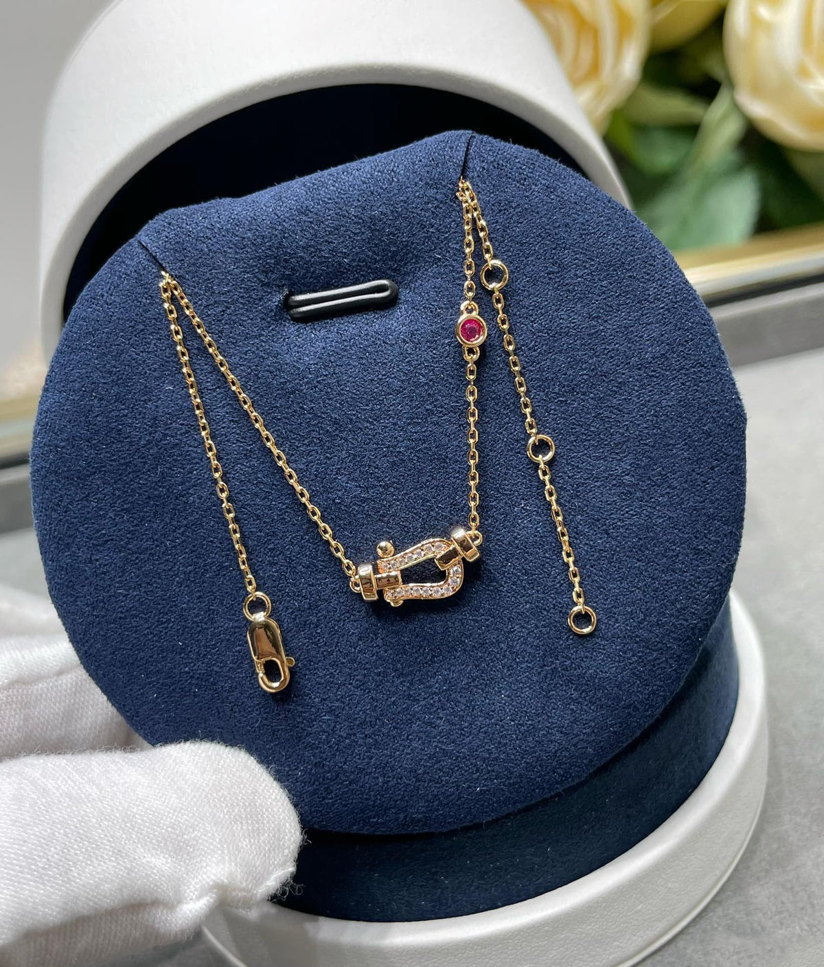 [sparkle Jewelry ]FORCE 10 DIAMOND PINK GOLD NECKLACE
