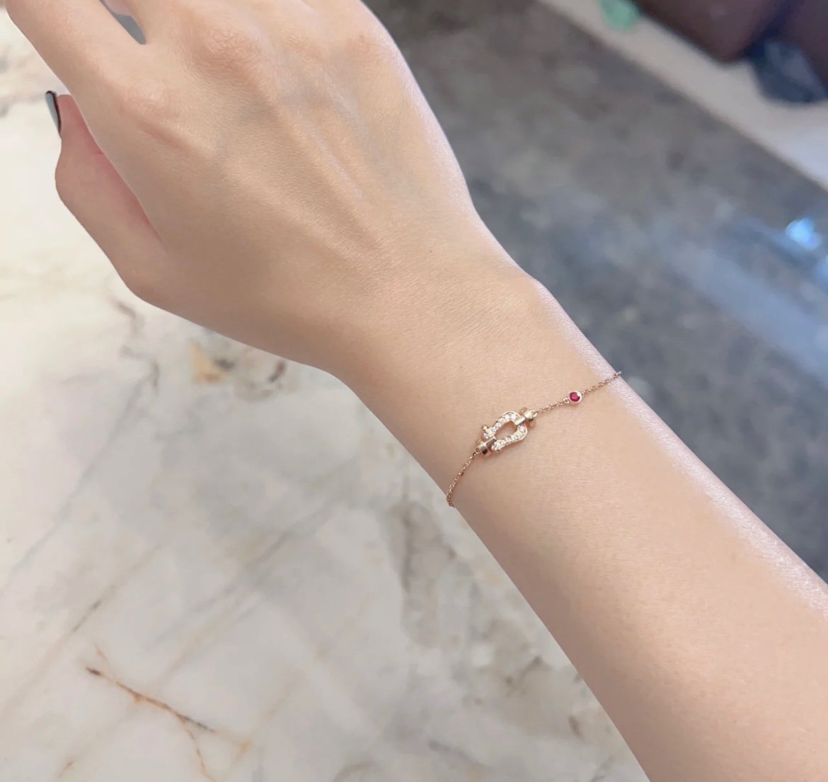 [sparkle Jewelry ]FORCE 10 DIAMOND CHAIN LINK PINK GOLD BRACELET
