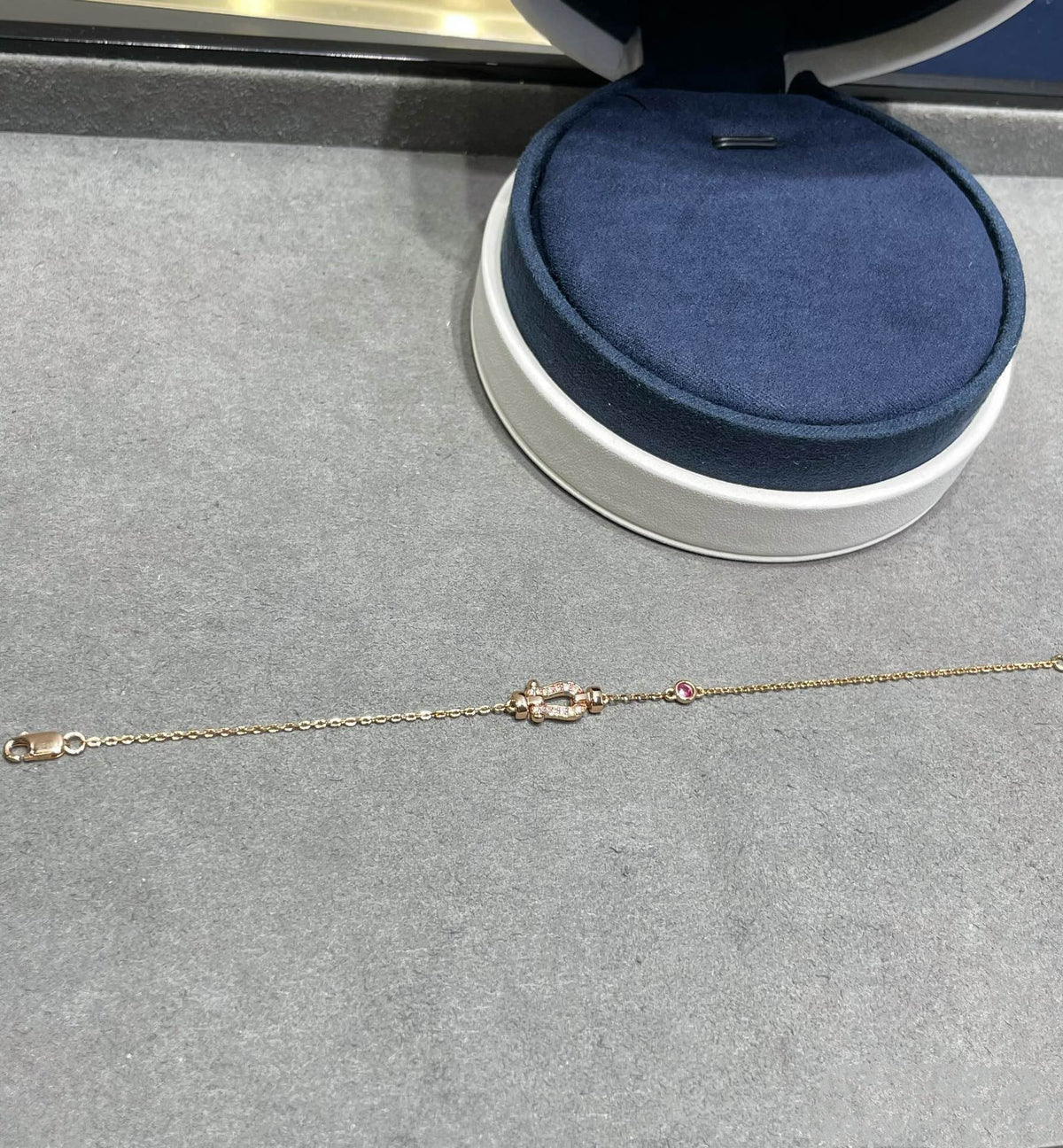 [sparkle Jewelry ]FORCE 10 DIAMOND CHAIN LINK PINK GOLD BRACELET