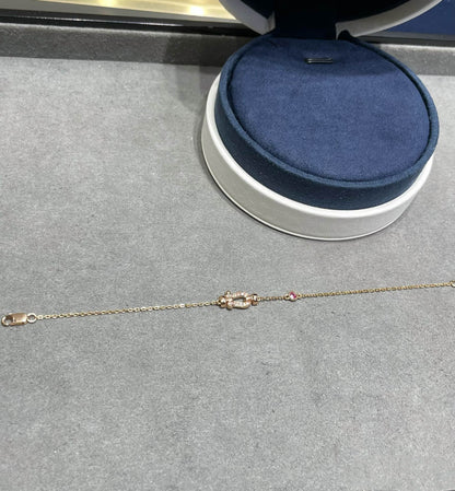 [sparkle Jewelry ]FORCE 10 DIAMOND CHAIN LINK PINK GOLD BRACELET