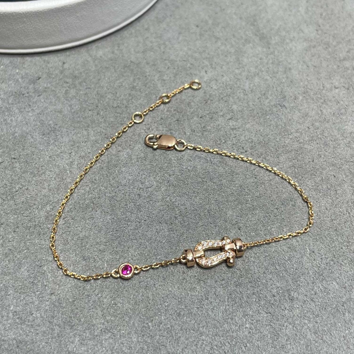 [sparkle Jewelry ]FORCE 10 DIAMOND CHAIN LINK PINK GOLD BRACELET
