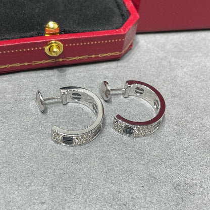 [sparkle Jewelery]LOVE CERAMIC DIAMOND PAVED SILVER EARRINGS