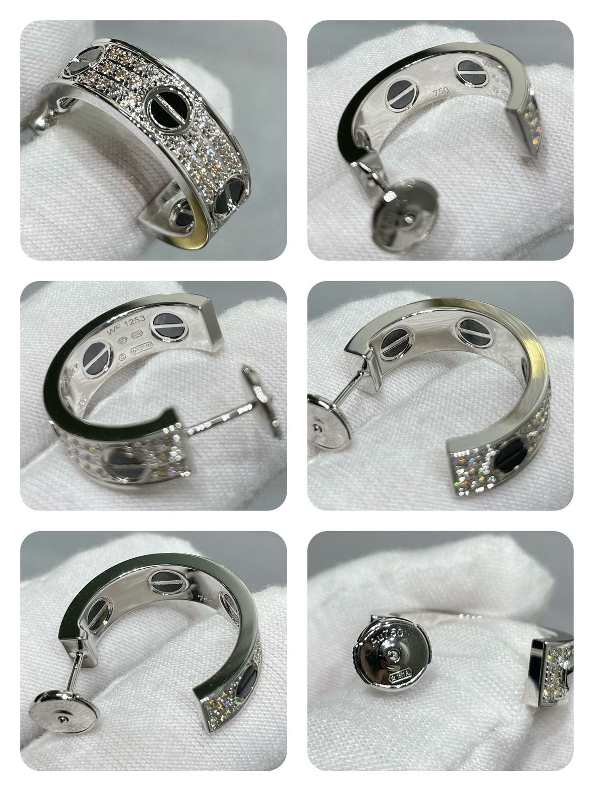 [sparkle Jewelery]LOVE CERAMIC DIAMOND PAVED SILVER EARRINGS