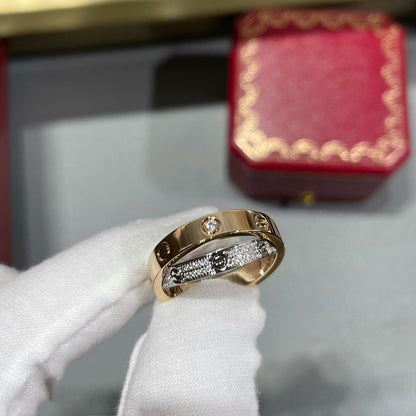 [sparkle Jewelery]LOVE PINK GOLD SILVER DIAMOND DOUBLE RING
