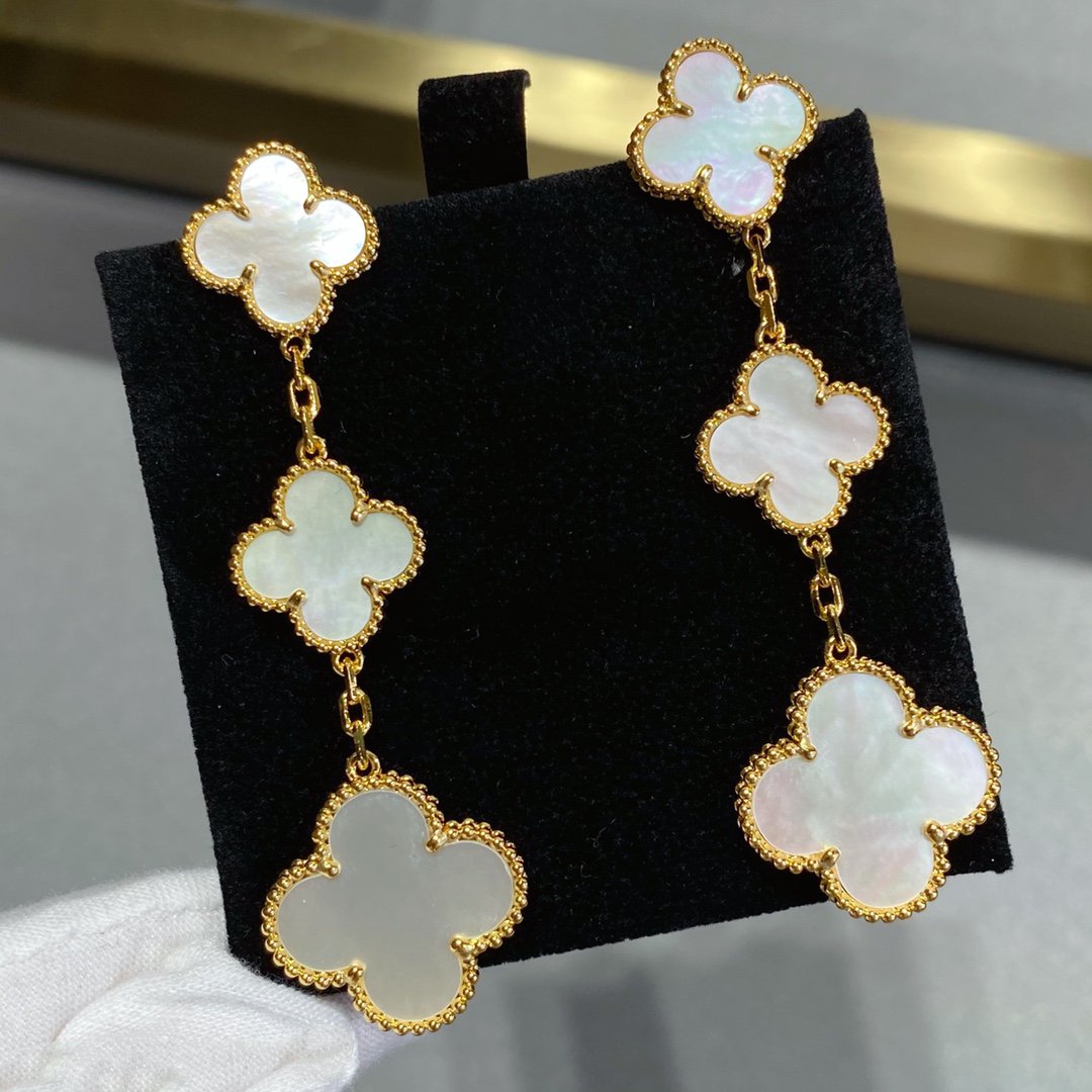 [sparkle Jewelry ]CLOVER MOP 3 MOTIFS GOLD EARRINGS