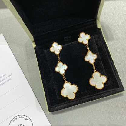 [sparkle Jewelry ]CLOVER MOP 3 MOTIFS GOLD EARRINGS