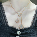 [sparkle Jewelry ]CLOVER 6 MOTIF DIAMOND PAVED NECKLACE