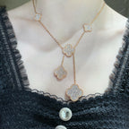 [sparkle Jewelry ]CLOVER 6 MOTIF DIAMOND PAVED NECKLACE