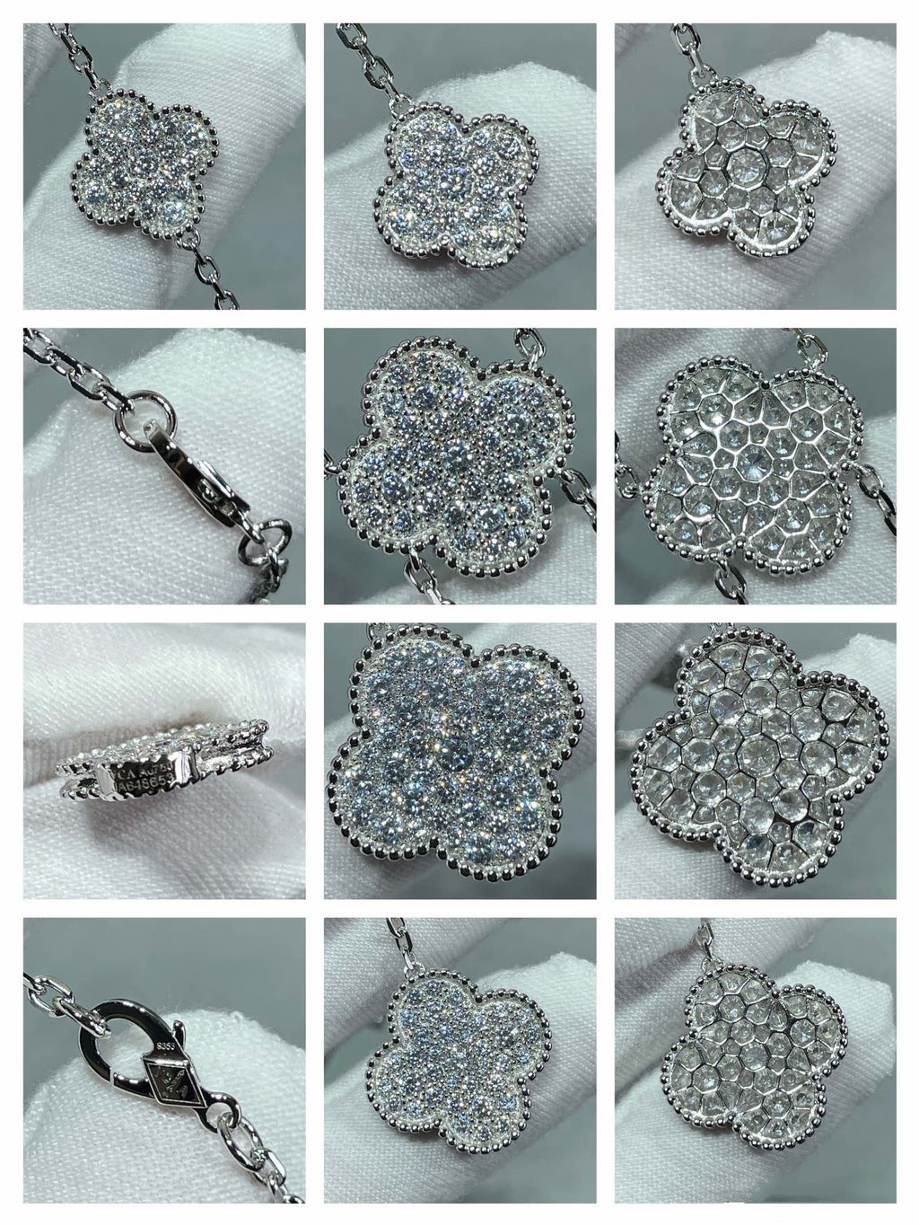 [sparkle Jewelry ]CLOVER 6 MOTIF DIAMOND PAVED NECKLACE