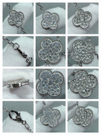 [sparkle Jewelry ]CLOVER 6 MOTIF DIAMOND PAVED NECKLACE