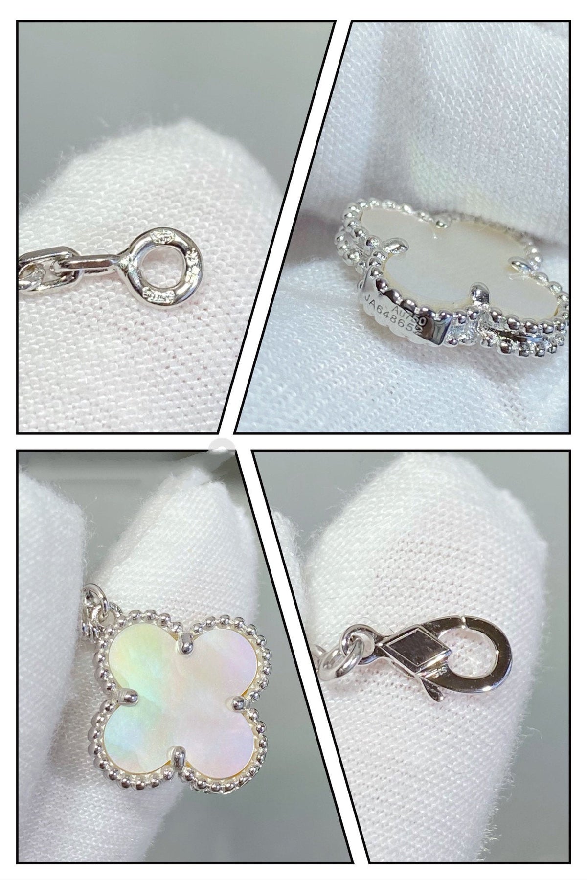 [sparkle Jewelry ]CLOVER 5 MOTIF WHITE MOP SILVER BRACELET