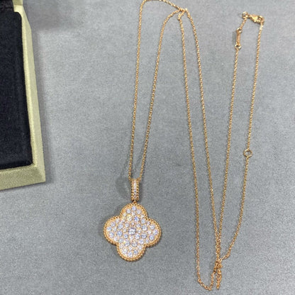 [sparkle Jewelry ]CLOVER 25MM LARGE PEDANT DIAMOND PAVED LONG NECKLACE