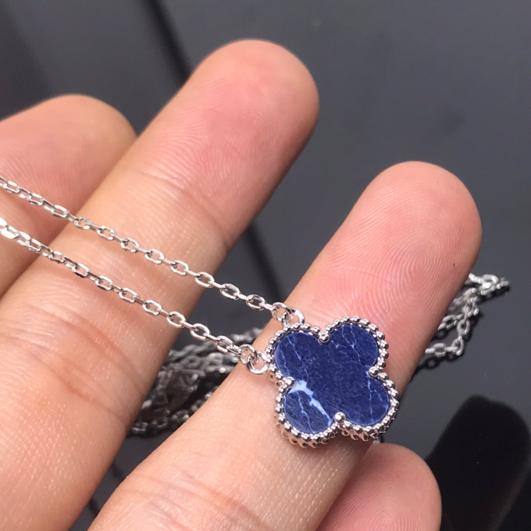 [sparkle Jewelry ]CLOVER PIETERSITE SILVER LONG NECKLACE