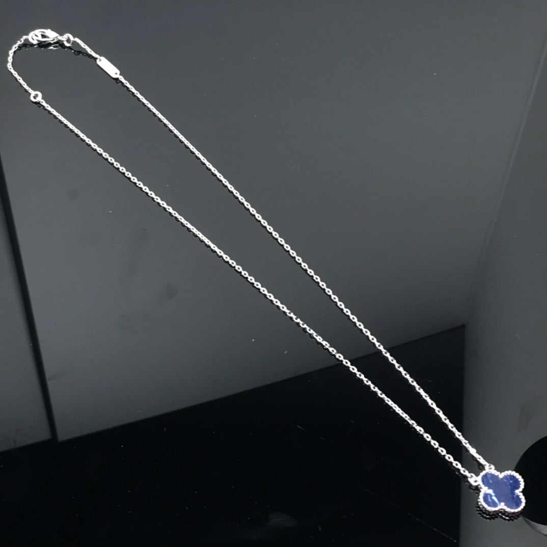 [sparkle Jewelry ]CLOVER PIETERSITE SILVER LONG NECKLACE