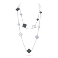 [sparkle Jewelry ]CLOVER 16 MOTIF CHALCEDONY MOP SILVER NECKLACE