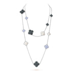 [sparkle Jewelry ]CLOVER 16 MOTIF CHALCEDONY MOP SILVER NECKLACE