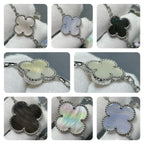 [sparkle Jewelry ]CLOVER 16 MOTIF CHALCEDONY MOP SILVER NECKLACE
