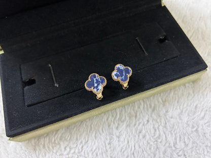 [sparkle Jewelry ]CLOVER PIETERSITE MEDIUM STUD EARRINGS