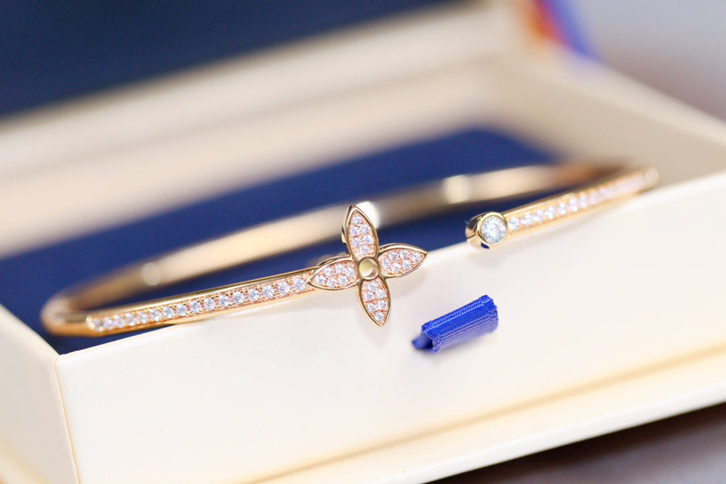 [sparkle Jewelry ]IDYLLE PINK GOLD OPEN BRACELET DIAMOND PAVED