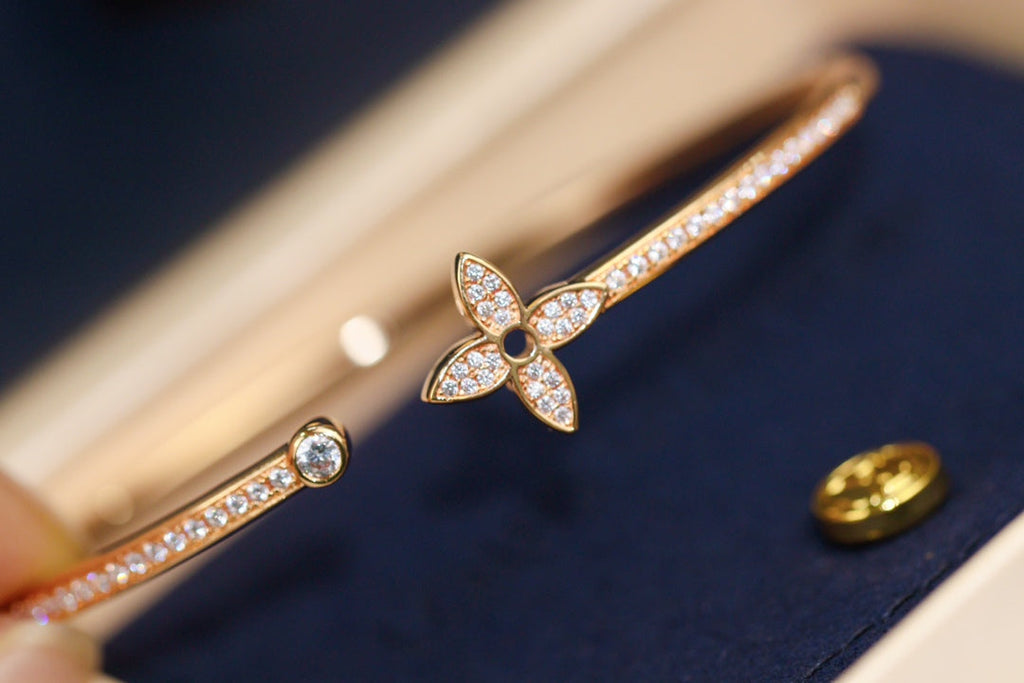 [sparkle Jewelry ]IDYLLE PINK GOLD OPEN BRACELET DIAMOND PAVED