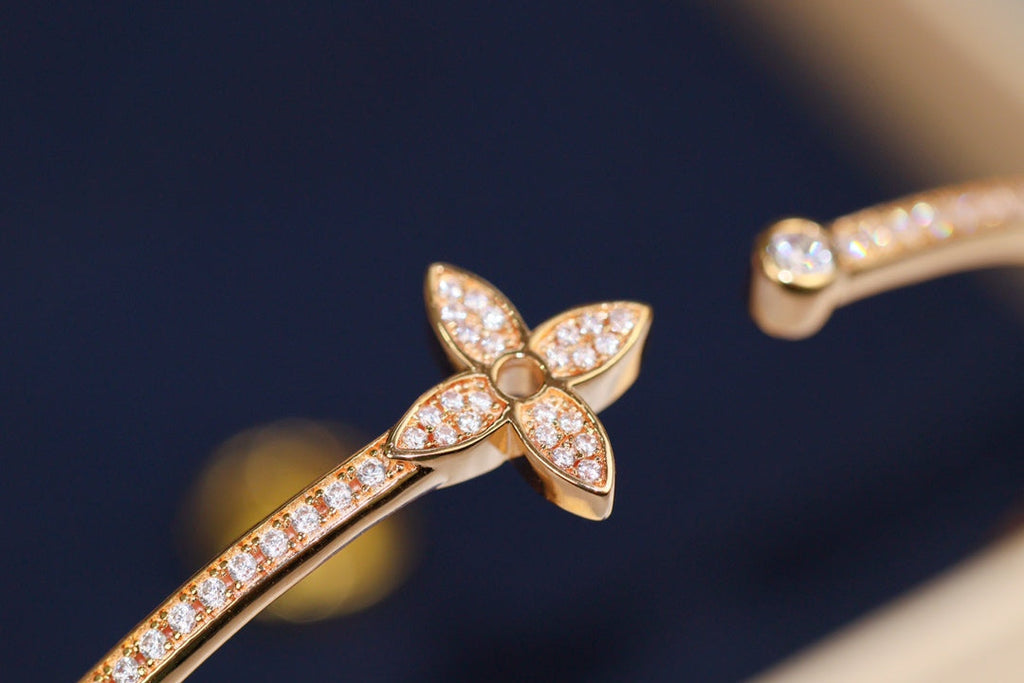 [sparkle Jewelry ]IDYLLE PINK GOLD OPEN BRACELET DIAMOND PAVED