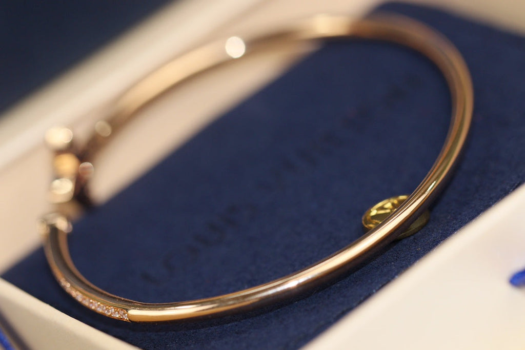 [sparkle Jewelry ]IDYLLE PINK GOLD OPEN BRACELET DIAMOND PAVED