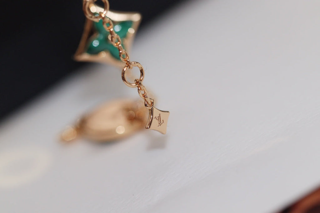 [sparkle Jewelry ]STAR AND SUN 4 MOTIF PINK GOLD MALACHITE BRACELET