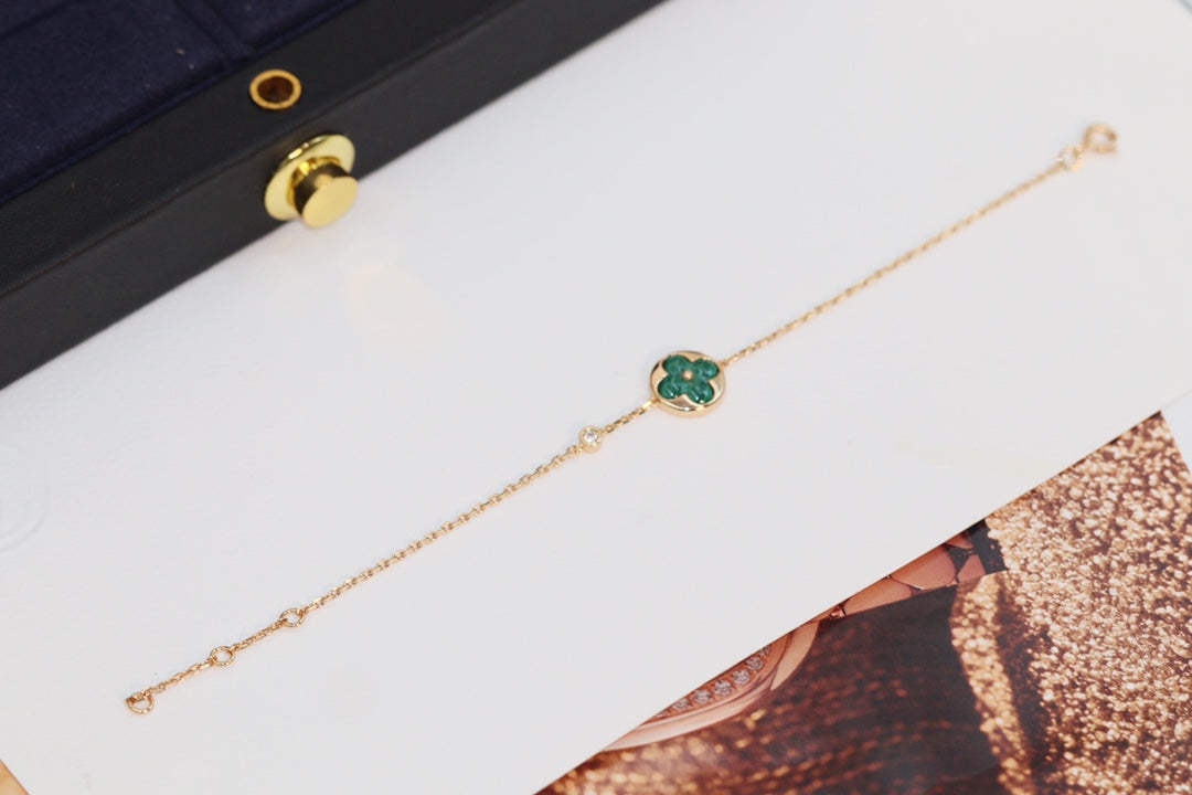 [sparkle Jewelry ]STAR AND SUN 4 MOTIF PINK GOLD MALACHITE BRACELET